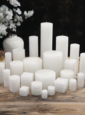 classic白色圆柱蜡烛 欧式无烟无味西餐酒店婚庆浪漫生日蜡烛