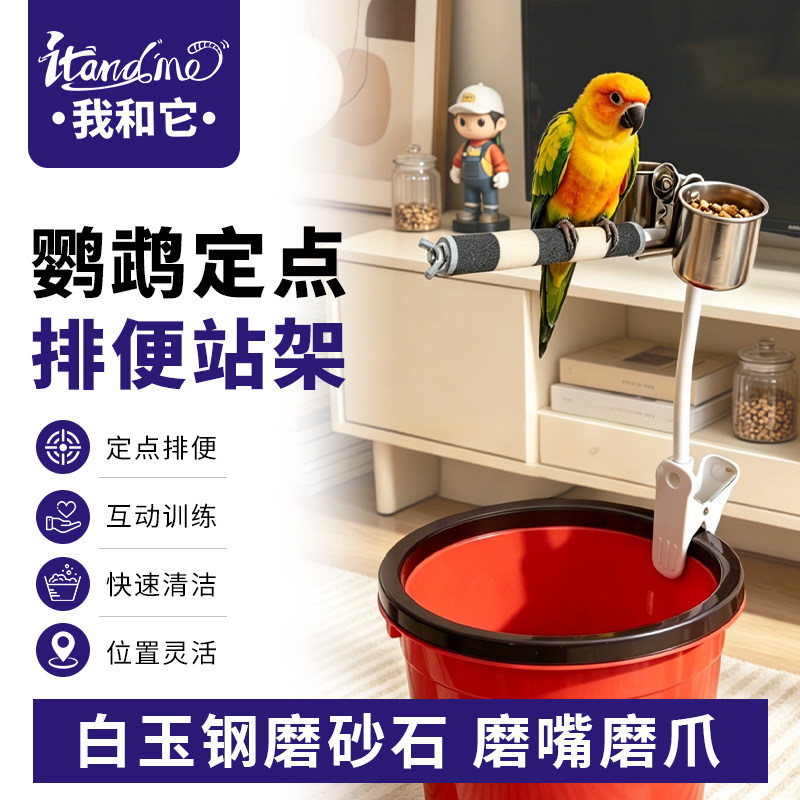 鹦鹉定点排便站架垃圾桶夹子站杆小太阳拉屎神器训练鸟用品大全图片