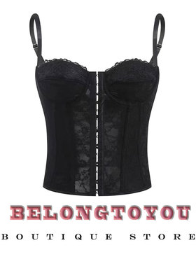 性感辣妹少女背心纯欲蕾丝鱼骨胸衣吊带打底内搭修身抹胸上衣外穿