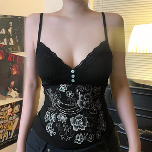 千禧辣妹风花朵印花V领吊带 Neck Floral Cami Print 夏季