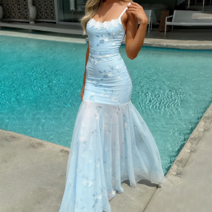 Mesh Maxi Off Halter Dress Shoulder 春夏网纱一字领吊带长裙