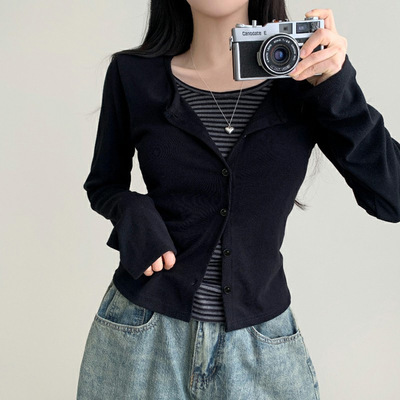 ins街头辣妹风初秋新款T恤女装条