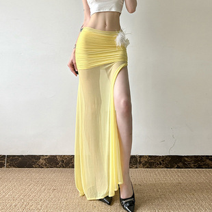 Rise Low Mesh Slit Skirt 低腰网纱开叉包臀裙 Bodycon Sheer