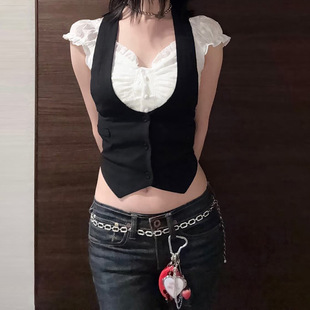 Patchwork Academic Vest Short Tee 学院风拼马甲短袖 Sleeve T恤