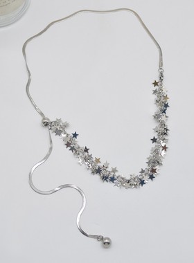 网红五角星亮片流苏可抽拉项链