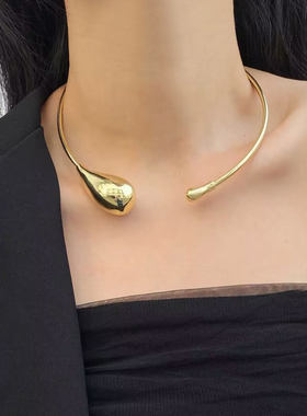金属开口女金属水滴项圈锁骨链