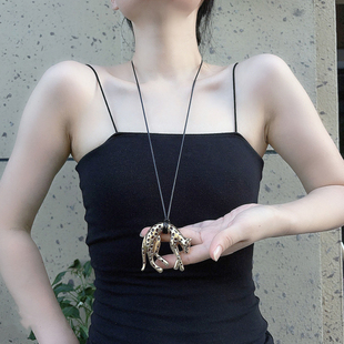 欧美复古豹子项链女轻奢小众设计感锁骨链2025新款颈链配饰毛衣链