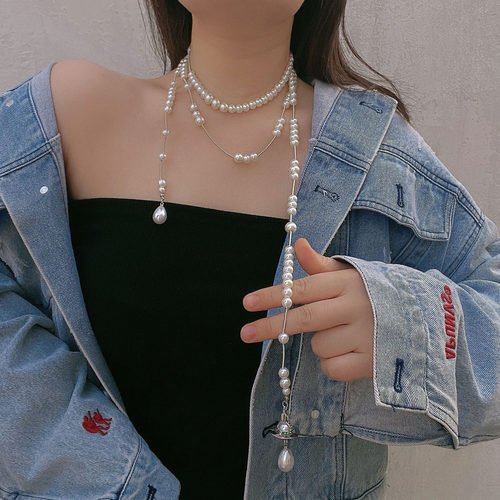 其他合金仿珍珠毛衣链女长款项链