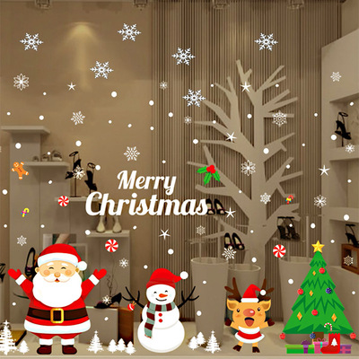 Christmas tree snowflakes Christmas window static stickers