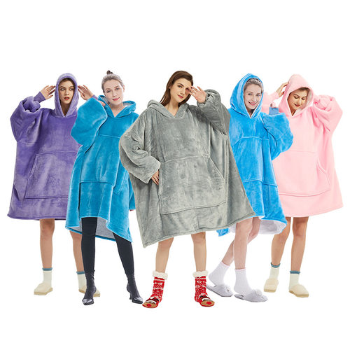2025 Hooded lazy blanket plus size casual lazy clothes电视毯