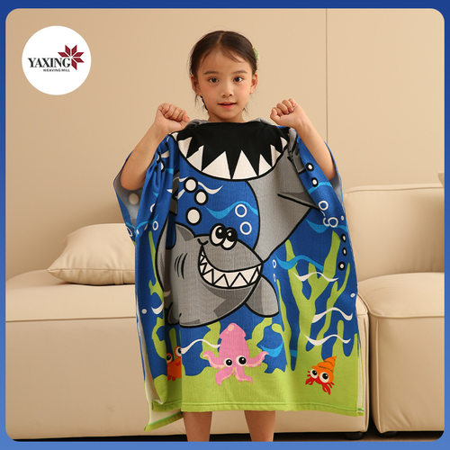 Baby hooded bath towel cartoon hooded baby bathrobe连帽浴巾