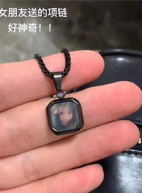 变温项链金属方块情侣热激