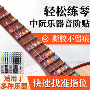 中阮音阶贴把位贴纸音符贴指法贴音准定位撕不留胶通用贴纸乐器贴