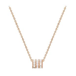 2020抖音爆款 玫瑰金三排满钻项链不掉色简约冷淡风锁骨链女项链