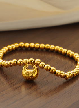 新中式小胖福珠珠弹力绳钛钢金色福袋手链女转运新年高级感礼物女