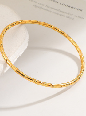 跨境热销钛钢斜纹手镯