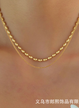 欧美简约米粒链镀金项链