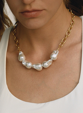 钛钢仿珍珠锁骨链6414