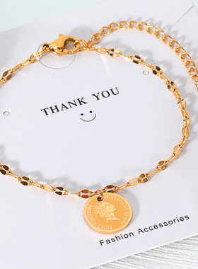 金色硬币女王手链6453