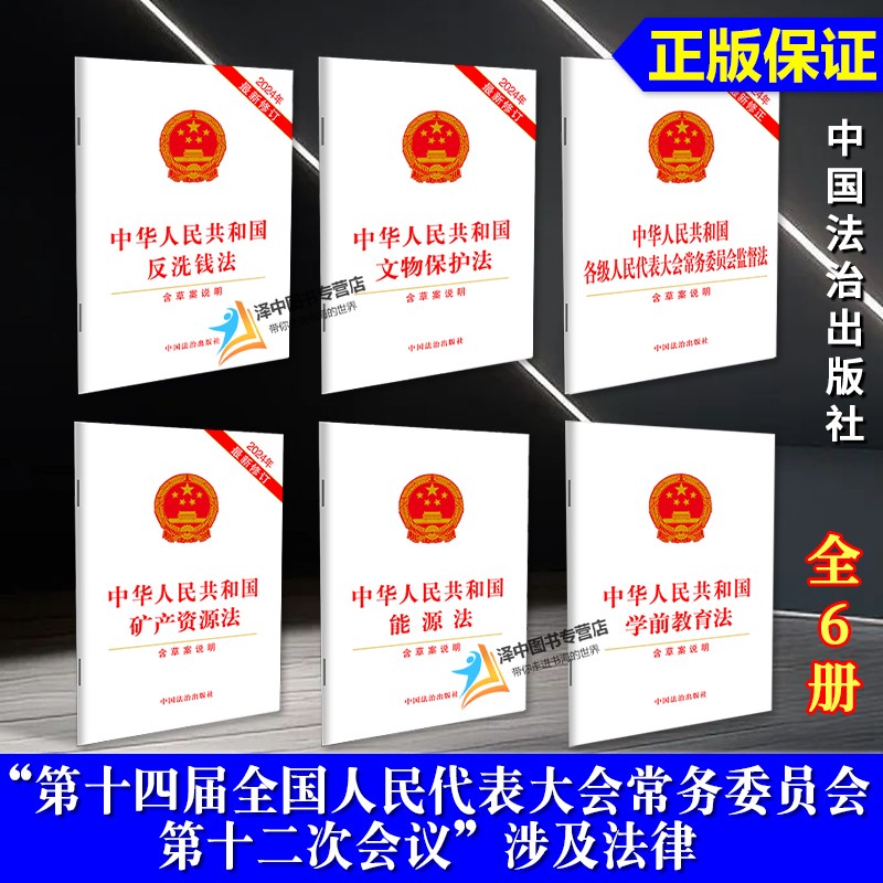 2024第十四届全国人民代表大会常务委员会第十二次会议涉及法律 32开单行本 反洗钱法 能源法 学前教育法 矿产资源法 文物保护法