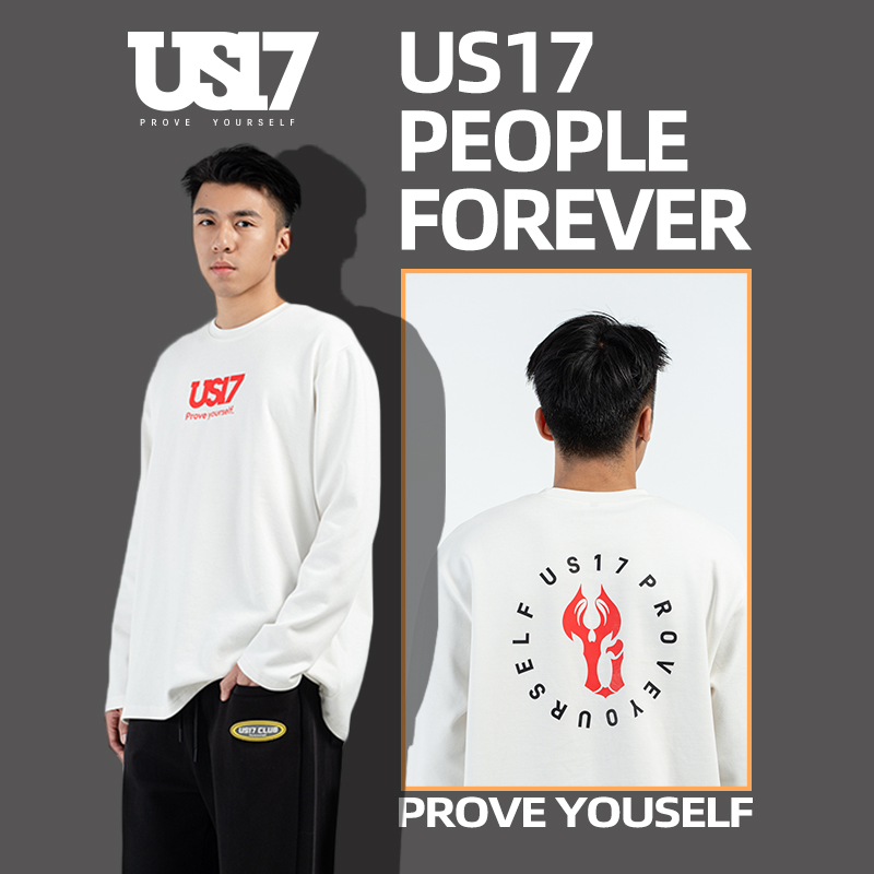 【双十二提前购】潮牌US17长袖套头休闲运动圆领长袖男女同款上衣