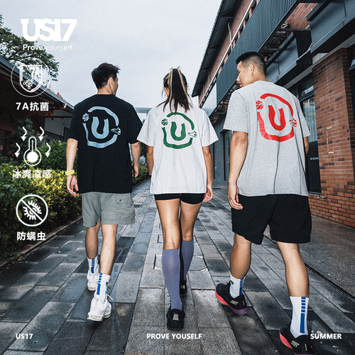 us17短袖背后字母美式印花宽松