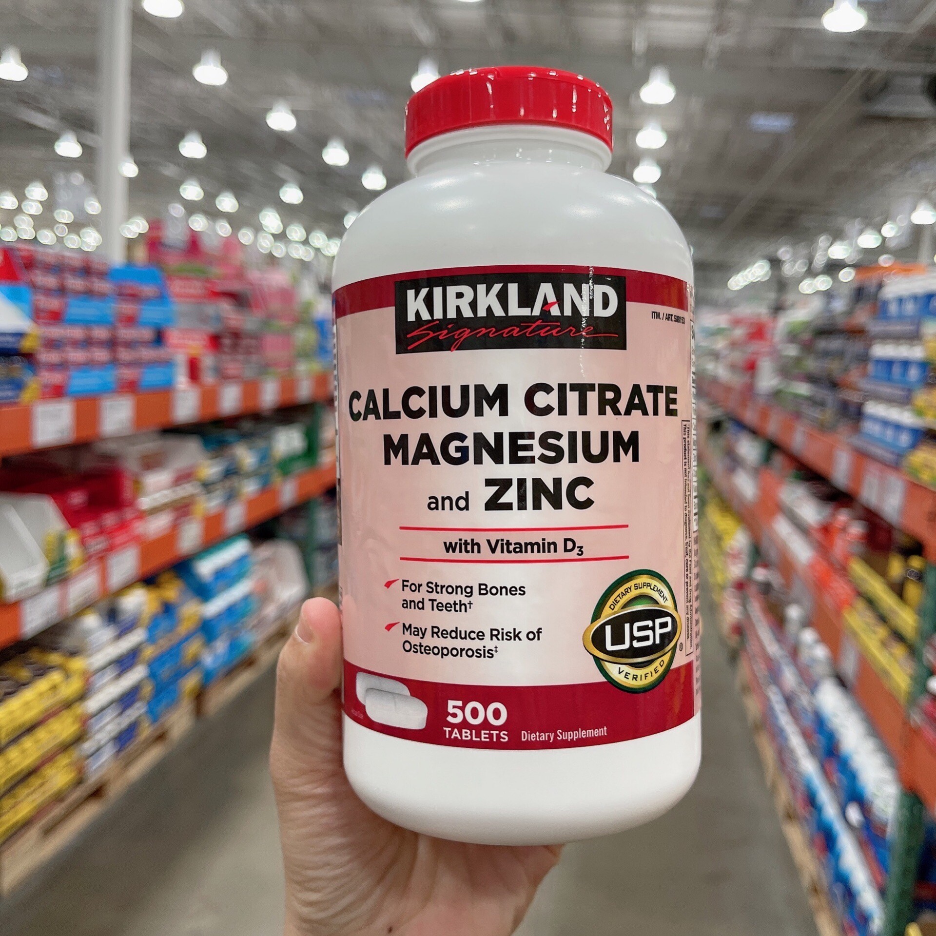 美国kirkland柯克兰钙片中老年人腿抽筋腰腿疼骨质疏松进口500粒