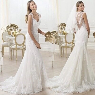 France Lace Backless bride perspective Flower Tailing fish tail Wedding dress 2019 Wedding dress whitein the Women's clothing/Boutique , Wedding/Cheongsam/Formal dress , Wedding  category - from Buy2taobao.com to provide professional Taobao agent buy service