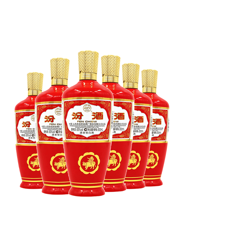 汾酒53度红瓶汾酒500ml*6瓶装山西杏花村高度粮食白酒,酒类,白酒/调香白酒,淘宝优惠券,粉丝福利购,淘宝优惠卷