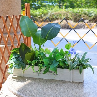 仿真绿植假植物组合仿生绿萝花草栅栏室内造景隔断花槽装 饰品摆设