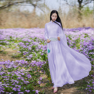 汉元素日常裙中式女装国风茶服仙气禅服女禅意连衣裙女夏收腰长裙