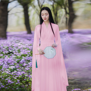 新中式改良汉服交领古风女装春夏茶服仙气大袖襦禅服女国风连衣裙