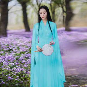 古装汉服女仙气茶服广袖流仙裙汉元素日常交领襦裙中式国风连衣裙