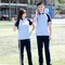 SCHOOL UNIFORM SET FOR MIDDLE SCHOOL STUDENTS SHORT-SLEEVED TOP FOR SUMMER JUNIOR HIGH SCHOOL STUDENTS HIGH SCHOOL SPORTS DAY BLUE AND WHITE T-SHIRT THREE-PIECE CLASS UNIFORM