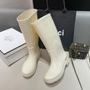 高筒雨鞋 漂亮水鞋 新款 女成人白色时尚 防水防滑雨靴长筒胶鞋 水桶鞋