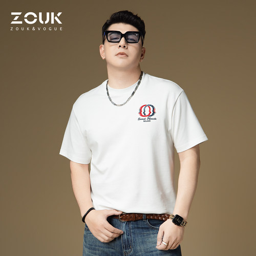ZOUK高端男士短袖t恤2026新款美式字母印花刺绣潮流夏季上衣宽松