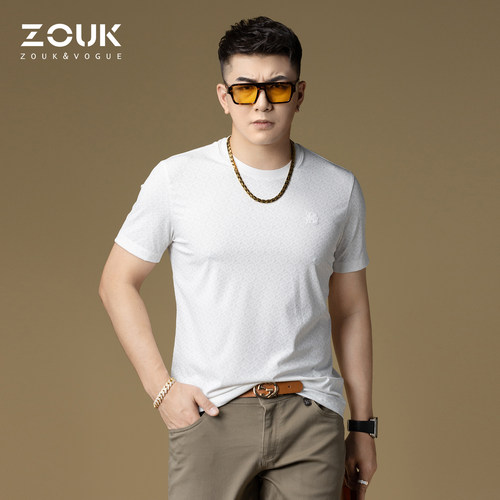 zouk复古战马骑士徽章时尚短袖