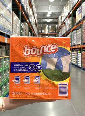 上海costco美国Bounce邦氏四合一柔软纸 烘干机用香衣纸160片*2盒
