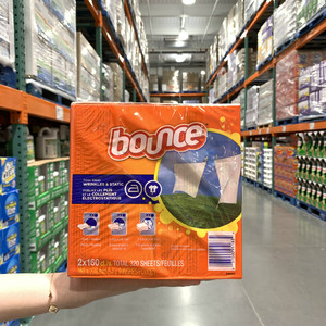 上海costco美国Bounce邦氏四合一柔软纸 烘干机用香衣纸160片*2盒