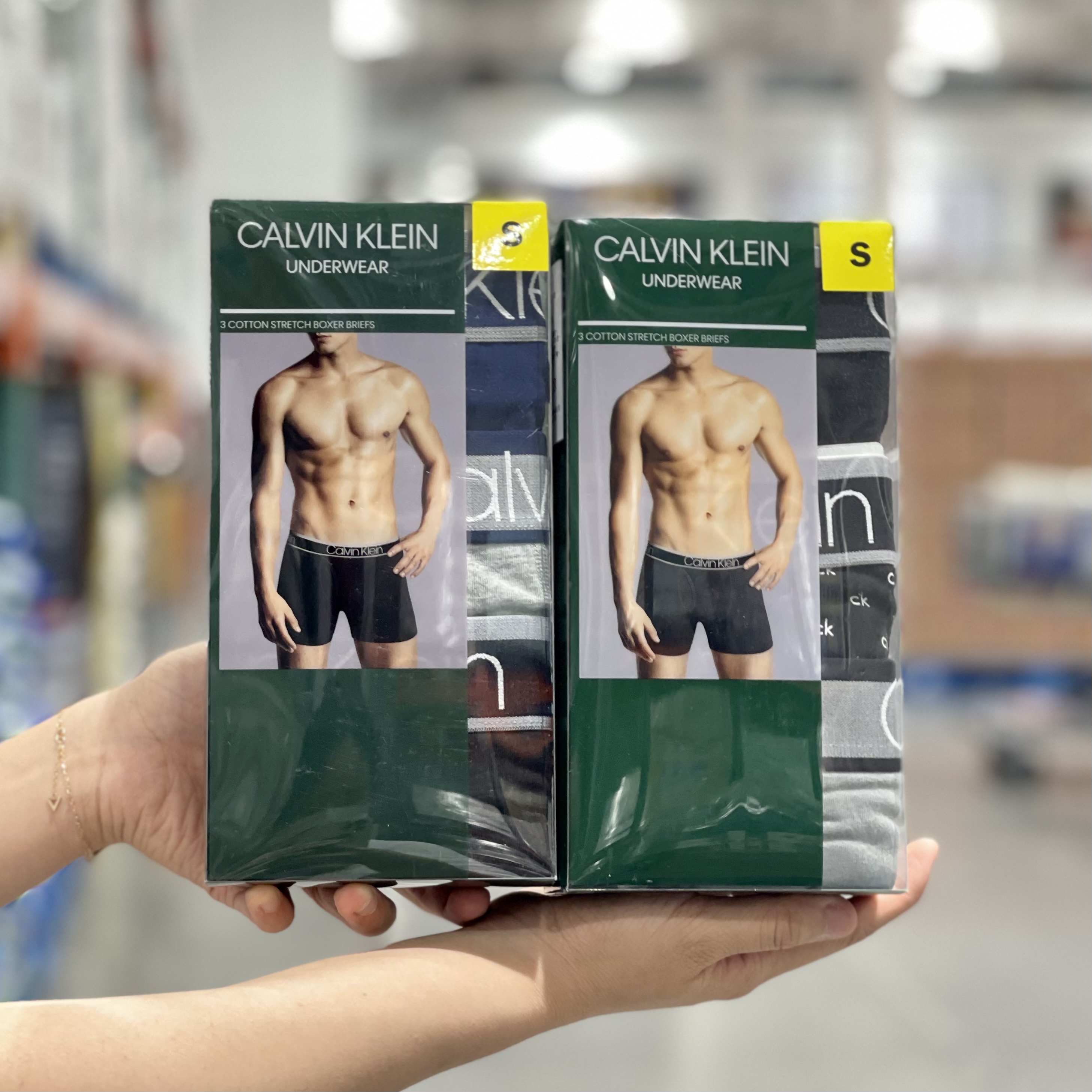 上海costco Calvin Klein男士四角内裤CK舒适纯棉平角裤3条装包邮