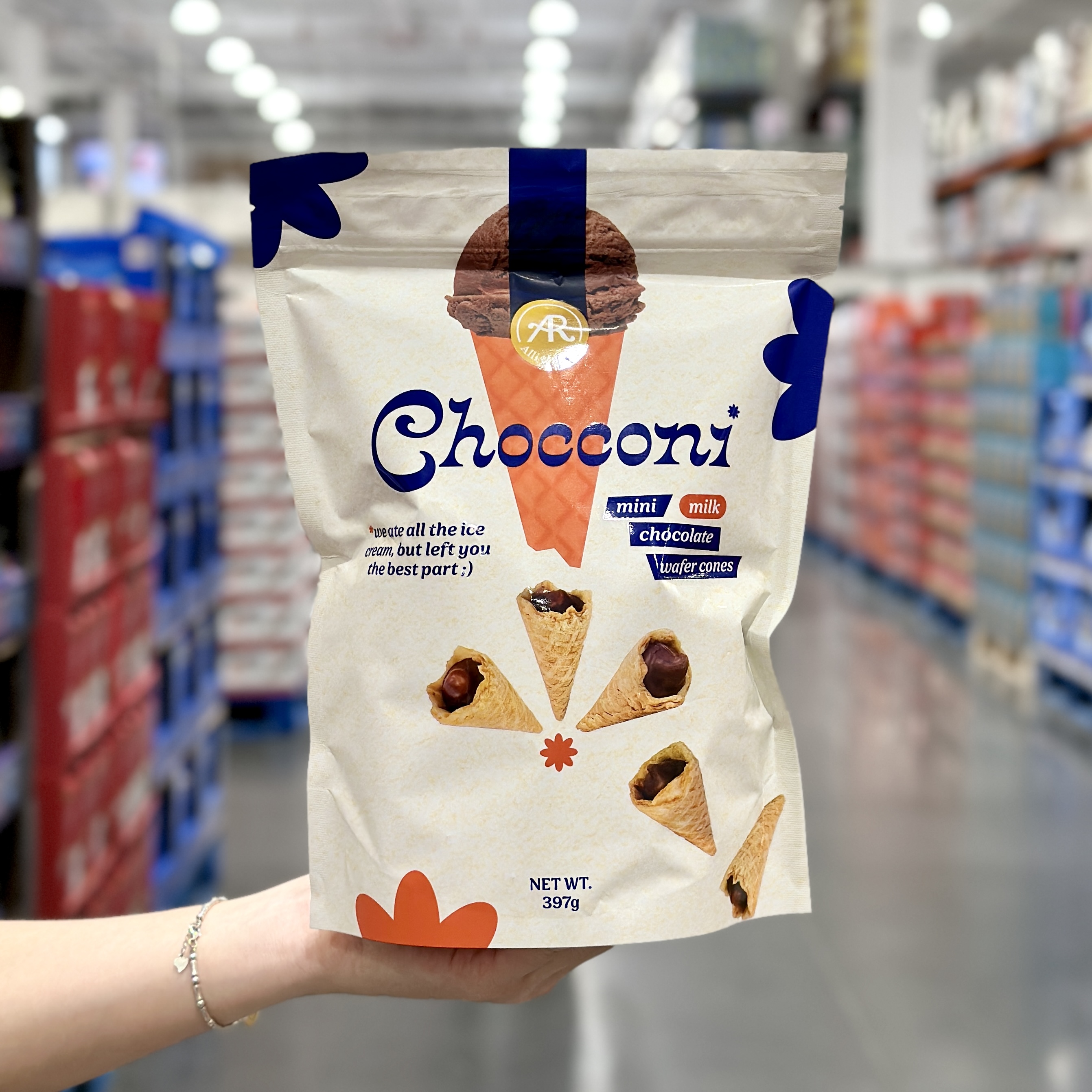 Chocconi迷你脆筒巧克力制品397g泰国进口华夫饼蛋筒休闲儿童零食
