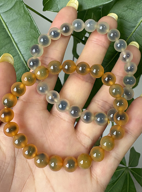 特价清货 橙黑糖心玛瑙手链女款冰透润转运珠天然玛瑙手串饰品