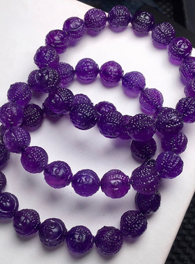 天然紫水晶多子多福手链