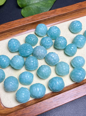 天然天河石富甲雕刻件饰品通孔手共diy手链配饰包挂礼物13*14mm