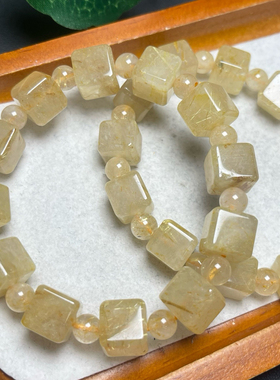 天然水晶方糖手链女款单圈