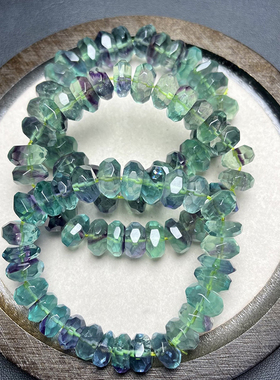 天然绿萤石盘珠刻面单圈水晶手链 饰品简约百搭时尚水晶串礼物