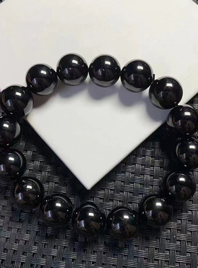 天然黑碧玺手链女款单圈黑水晶手串饰品礼物民族风打灯可见纹裂