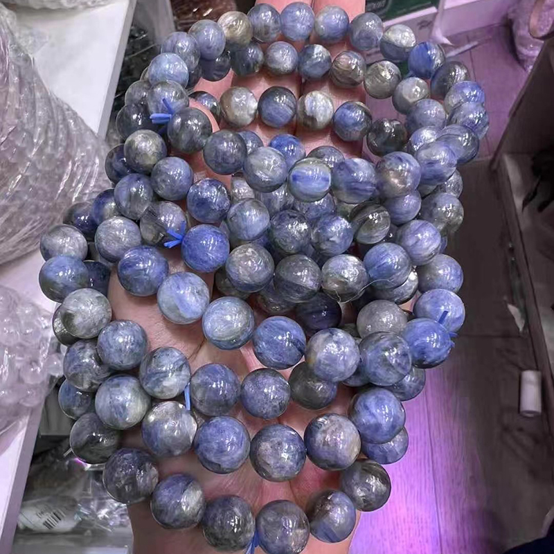 天然莫内蓝晶祖母晶共生矿手链男女款蓝绒晶手串饰品礼物