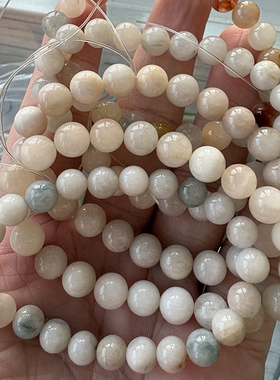 天然白兔毛幽灵手链白色串珠散珠单圈白水晶珠子手串男女饰品