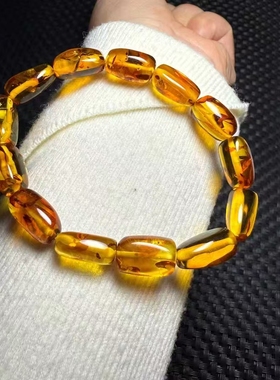 特价保真天然花珀随形手链 男女琥珀不规则手串文玩饰品可复检